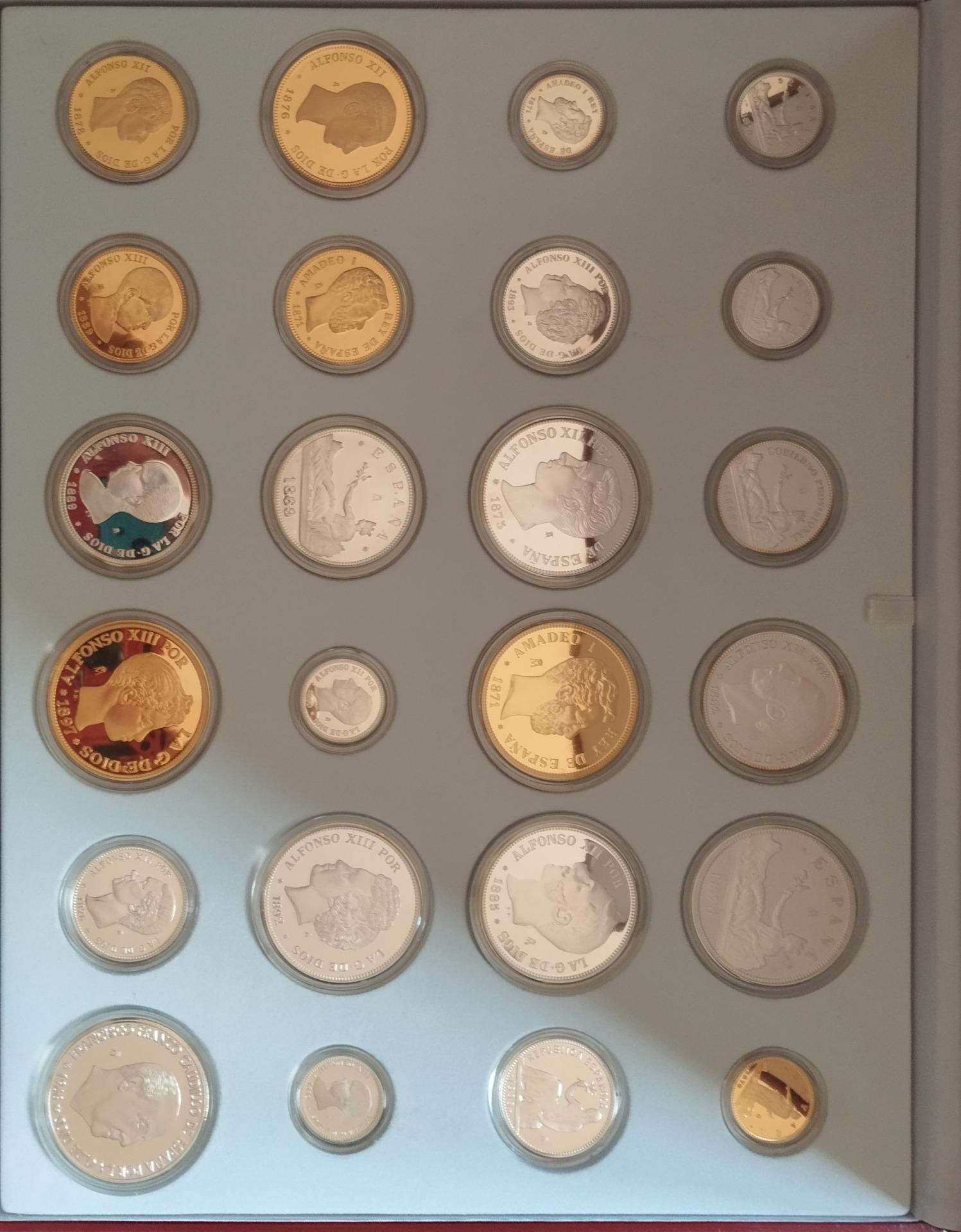 Foto 2 de Réplica de 24 monedas en plata y oro que forman la historia de la peseta 